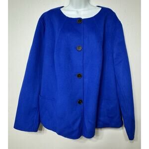 Talbots Woman Blazer Double Faced 90% Wool Royal Blue Jacket Plus Size 24W NWOT